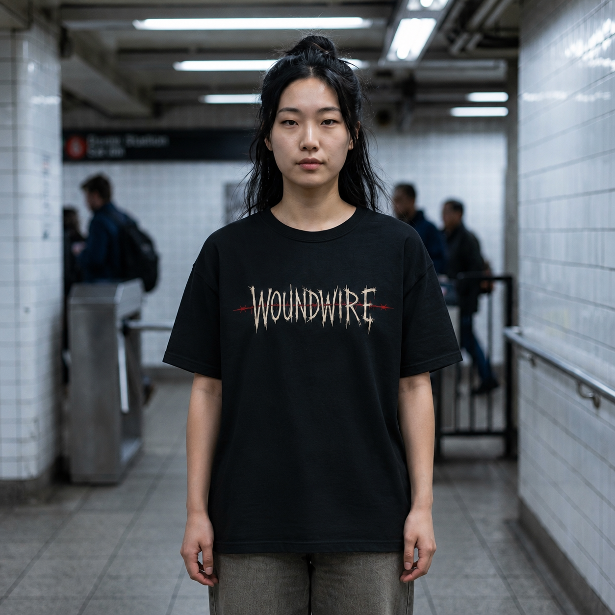 Woundwire Graphic T-Shirt — “Feel Everything, Trust Nothing” Heart & Barbed Wire Band Tee