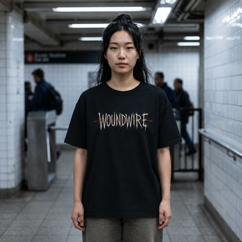 Woundwire Graphic T‑Shirt — Sword & Serpent Dark Metal Band Tee